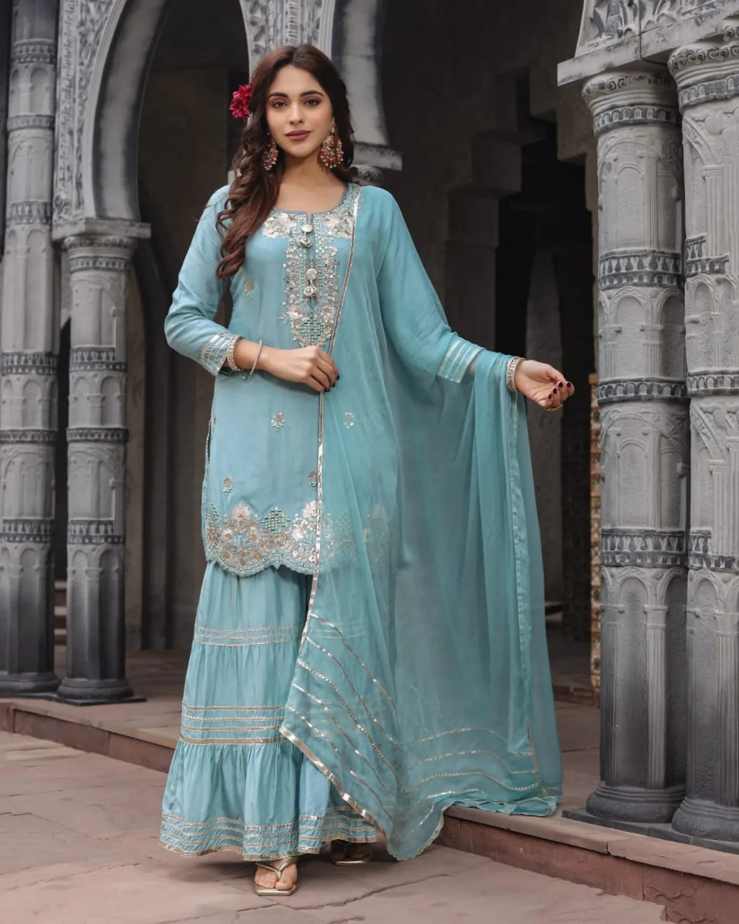 Blue Gharara Suit