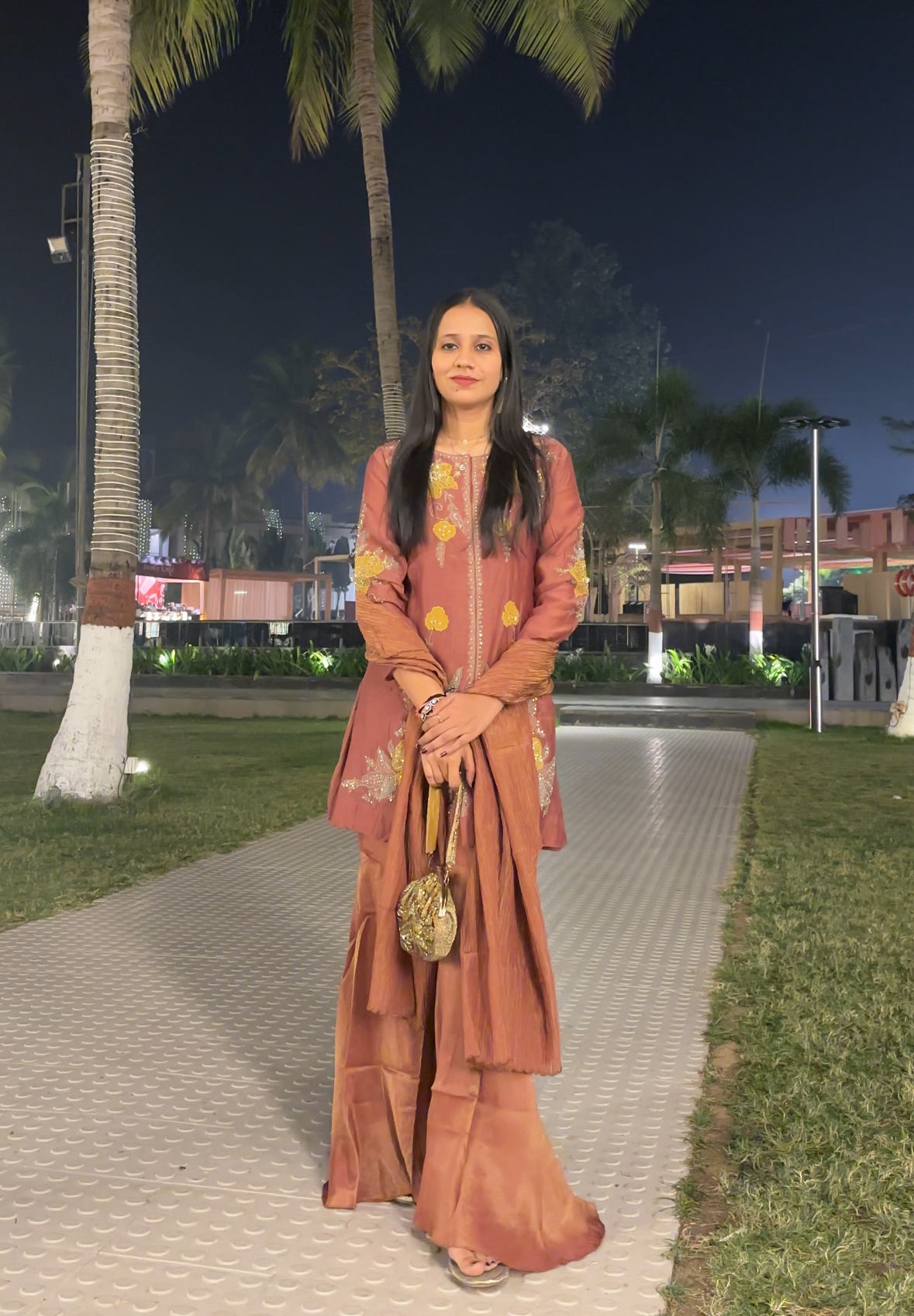 Embroidered Mul Chanderi Kurta and Tissue Gharara set for women