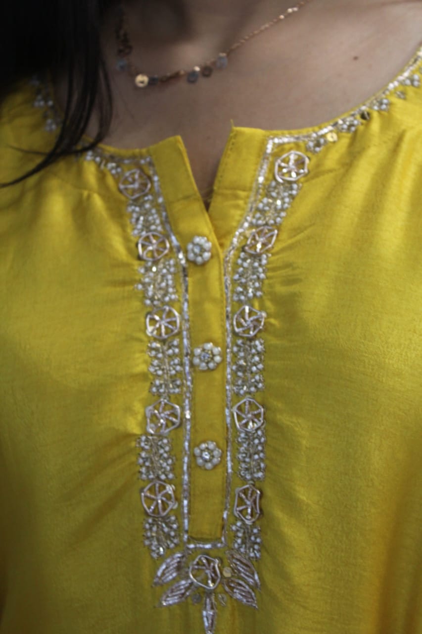 Yellow Suit Set for Women With dual colour dupatta